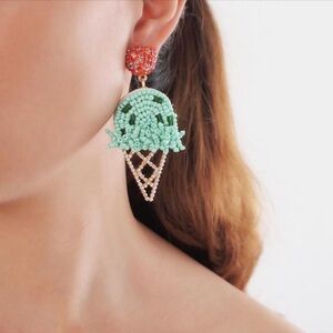 Whimsical Beaded Ice Cream Cone Earrings